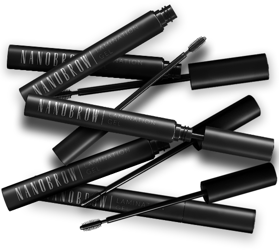 Nanobrow lamination gel with black tubes and brushes