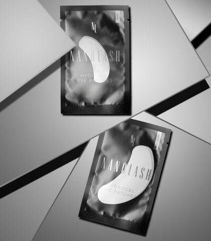 Hydrogel eye patches on a completly black background